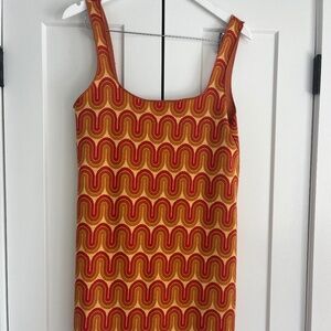 Zara Retro Orange Print Mini Dress